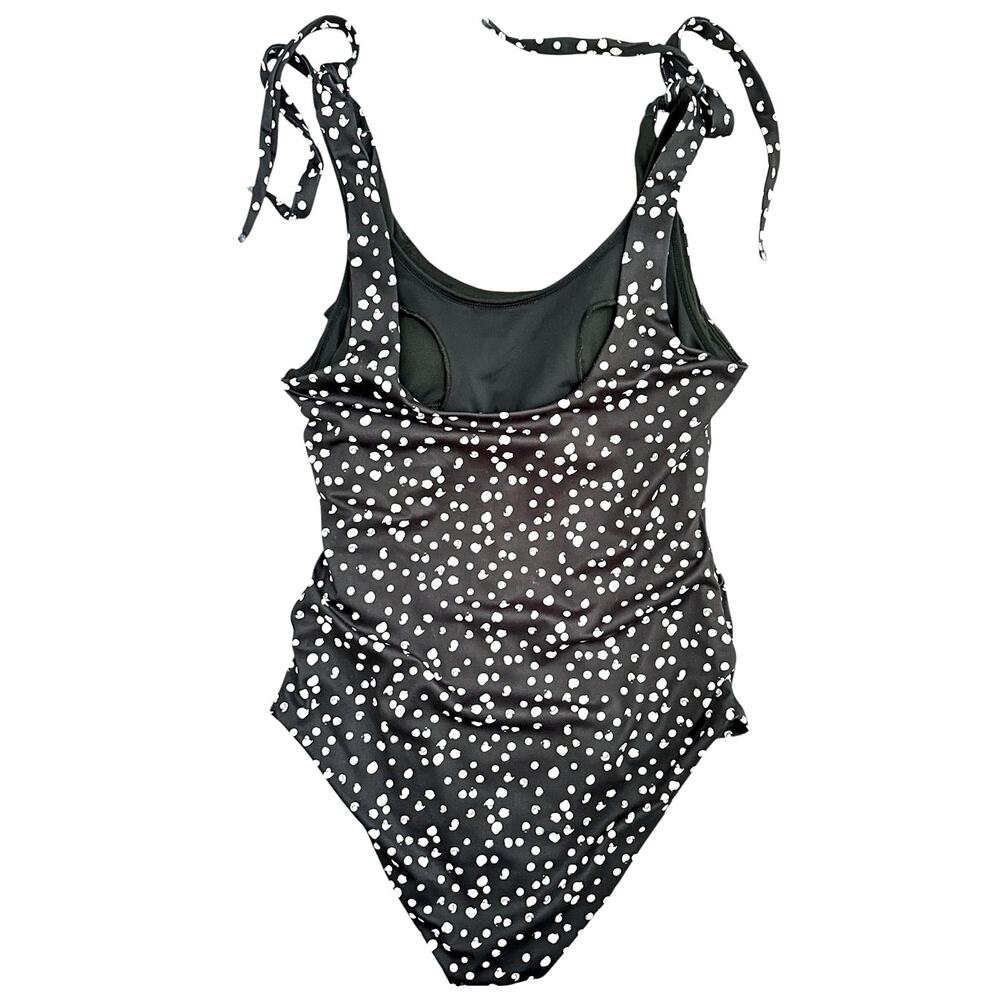 Movemama Ribbed Nursing Swimsuit Black White Scattered Dot One Piece L - Picture 3 of 9